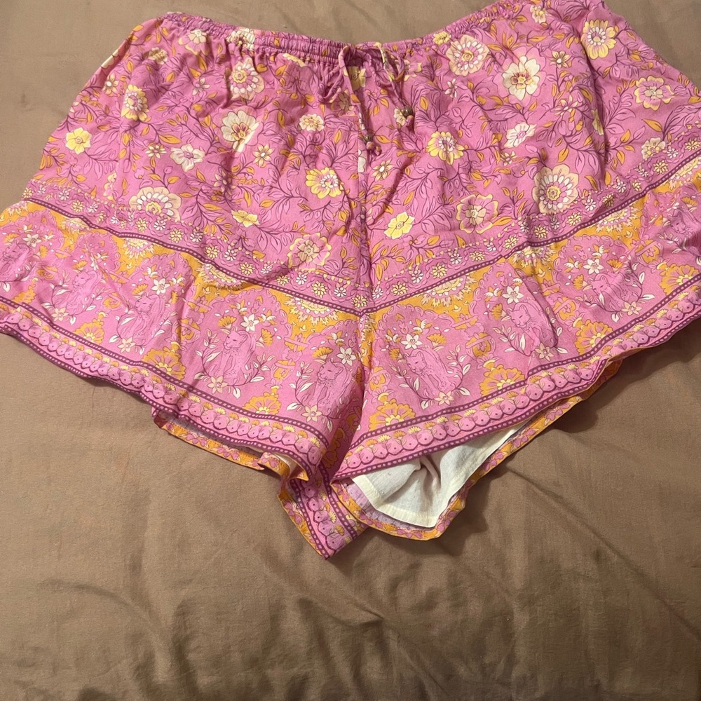 Spell Pink and Yellow Floral Shorts
